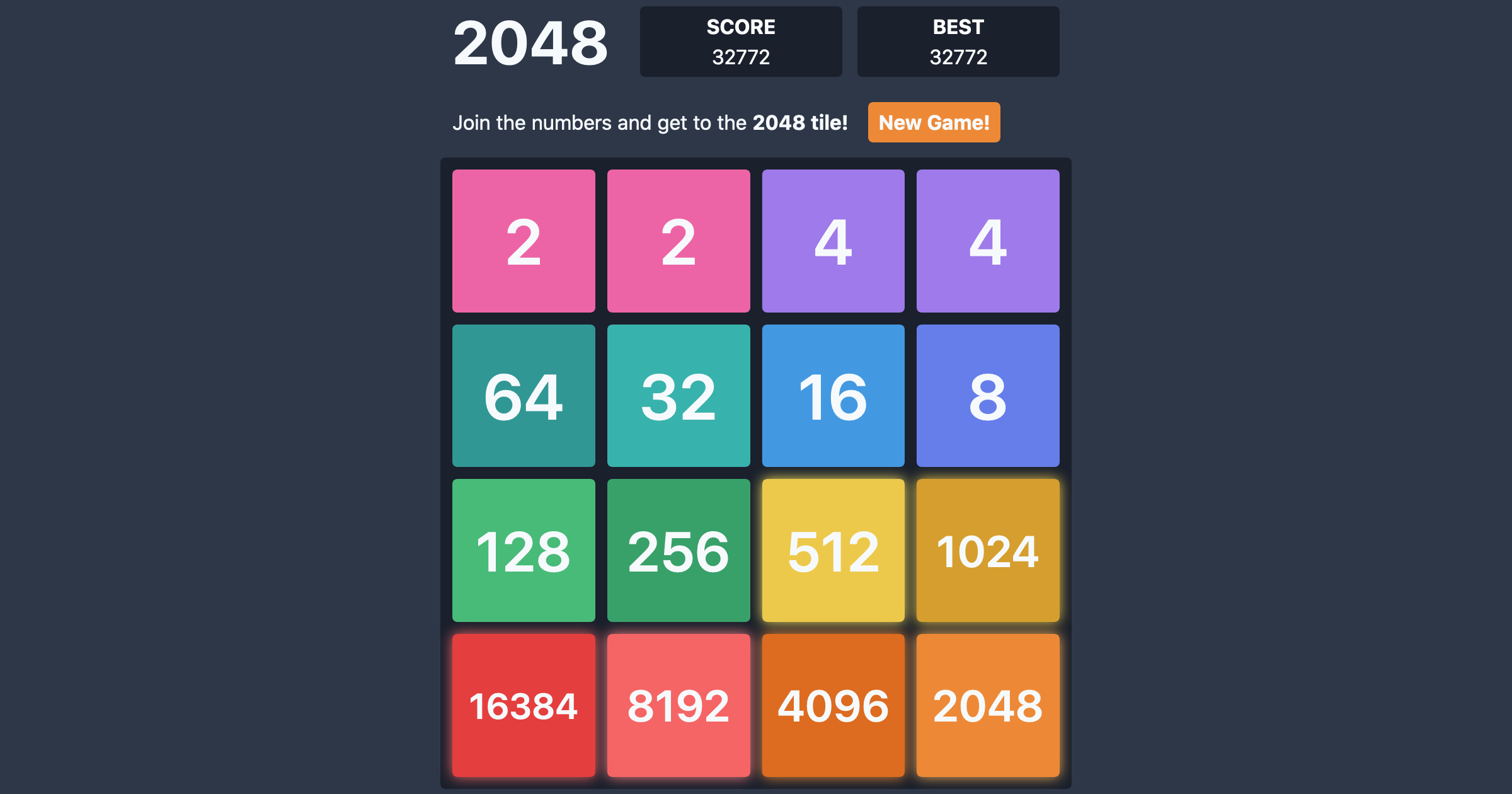 2048 a singleplayer sliding block puzzle game.